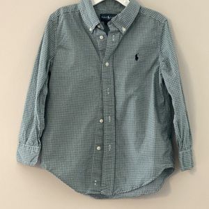 Ralph Lauren boys size 5 green plaid button down